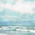 thumbnail image 2 of Zalewski, Christine 26x26 White Modern Wood Framed Museum Art Print Titled - Aqua Ocean Waves Very Peri Blue Sky Watercolor I, 2 of 4