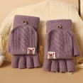 thumbnail image 2 of Odeerbi Clearance Gloves For Boys Girls Winter Gloves Children Kids Adult Warm Knitted Convertible Flip Top Fingerless Mittens, 2 of 4