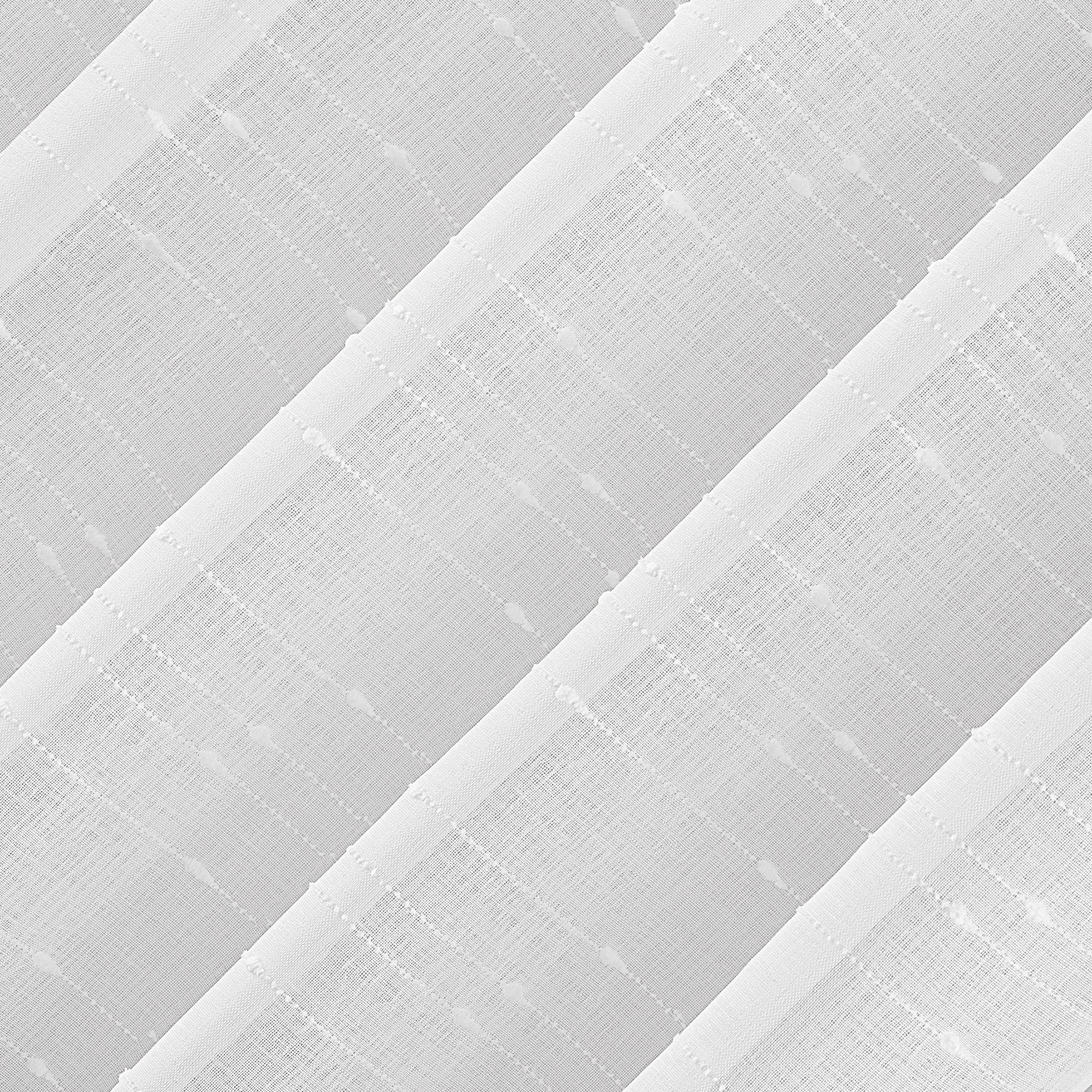 No. 918 Noemi Slub Stripe Rope Tab Semi-Sheer Curtain Panel, 1-Piece Tab Top Indoor Window Panel, 50”x84", White