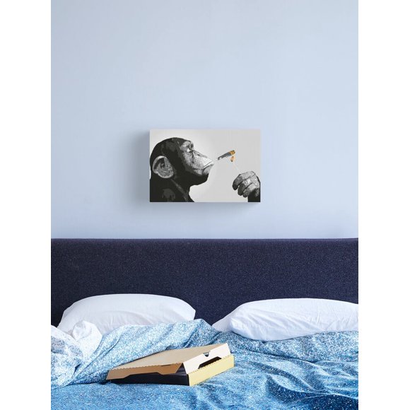 Aaroca Banksy Steez Chimp Monkey Smoking Joint Canvas Print Canvas Posters
