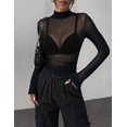 thumbnail image 4 of Zeagoo Mesh Sheer Tops for Women Long Sleeve Layering Tops Slim Fitted Sexy Shirts, 4 of 5