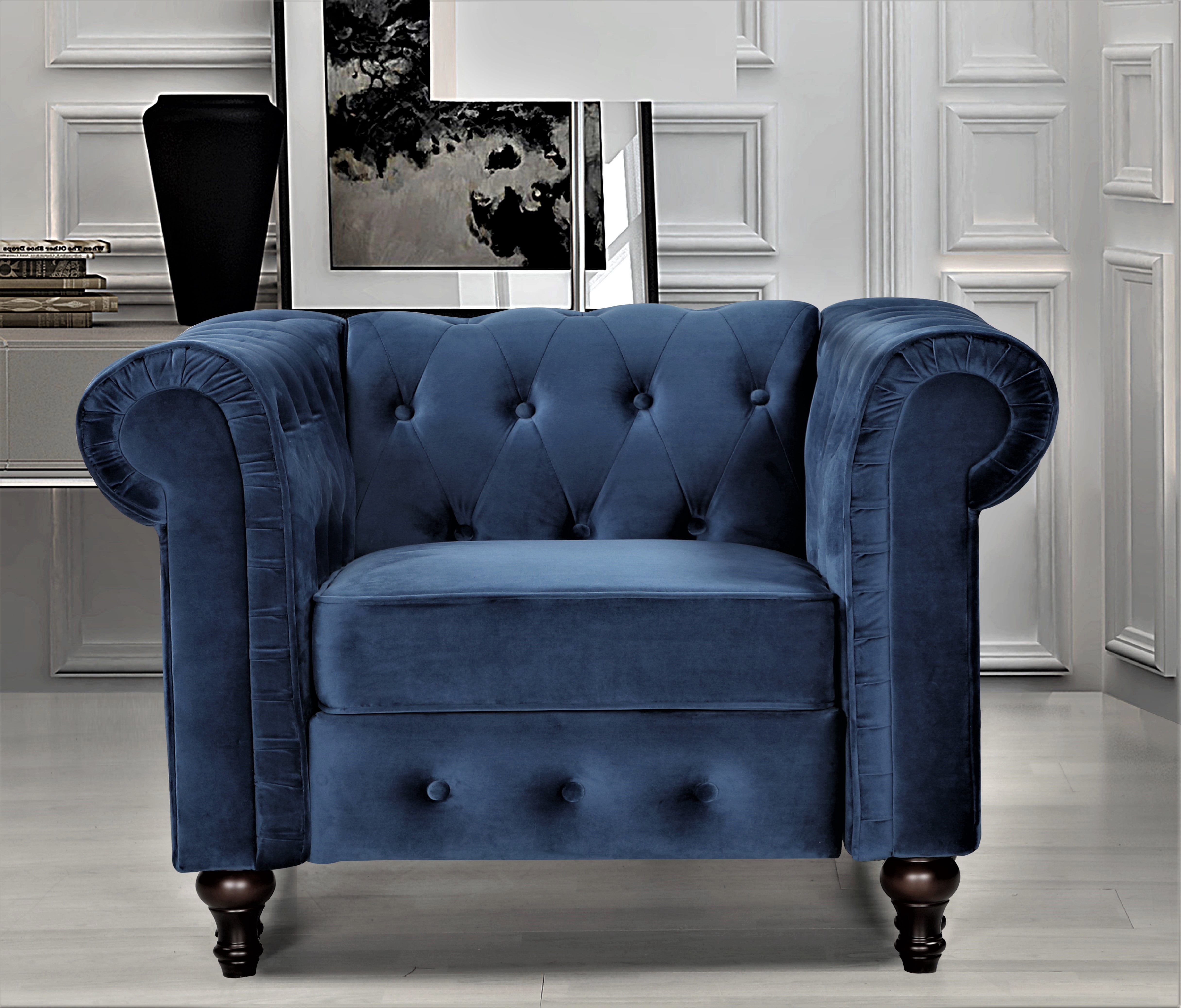 Uspridefurniture Fender 3 Pcs Living Room Set, Chair Coveseat Sofa,Blue