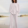 thumbnail image 3 of CHOK Cotton Linen Sets for Women 2 Piece Long Sleeve Lounge Set Lightweight Pants Spring Summer Outfits, 3 of 7