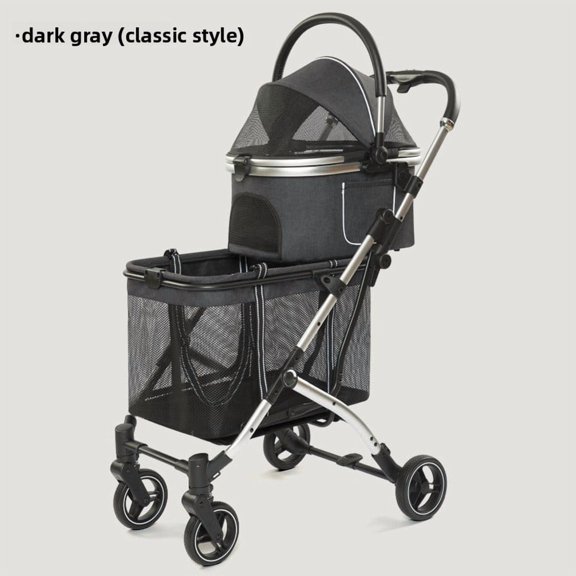 One-click To Close The Car Double-layer Pet Cart, Which Can Be Separated and Pushed. Multi-pet Cat Dog Dog Trolley