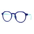 thumbnail image 1 of Kid Girls Flexible Rubber Geometric Keyhole Blue Light Filter Computer Glasses Navy Blue, 1 of 4