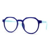 Kid Girls Flexible Rubber Geometric Keyhole Blue Light Filter Computer Glasses Navy Blue