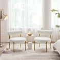 thumbnail image 4 of Topeakmart Modern Boucle Accent Chair with Gold Metal Legs for Living Room, White, 4 of 7