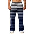 thumbnail image 5 of LTTVQM Men's Striped Wide Leg Pants Outdoor Horizontal Stripe Relaxed Fit Adjustable Drawstring Waist Casual Athletic Full Length Trousers Blue XL, 5 of 7