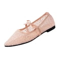thumbnail image 2 of Miluxas Ballet Flats for Women Mary Jane Shoes with Strap Lace up Bow Flat Shoes Comfortable Dress Shoes for Women Dressy Work office Wedding Daily Ballerina Shoes Pink 9.5(43), 2 of 9