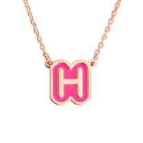 Personalized Planet Women's Bubble Initial with Enamel Outline Necklace