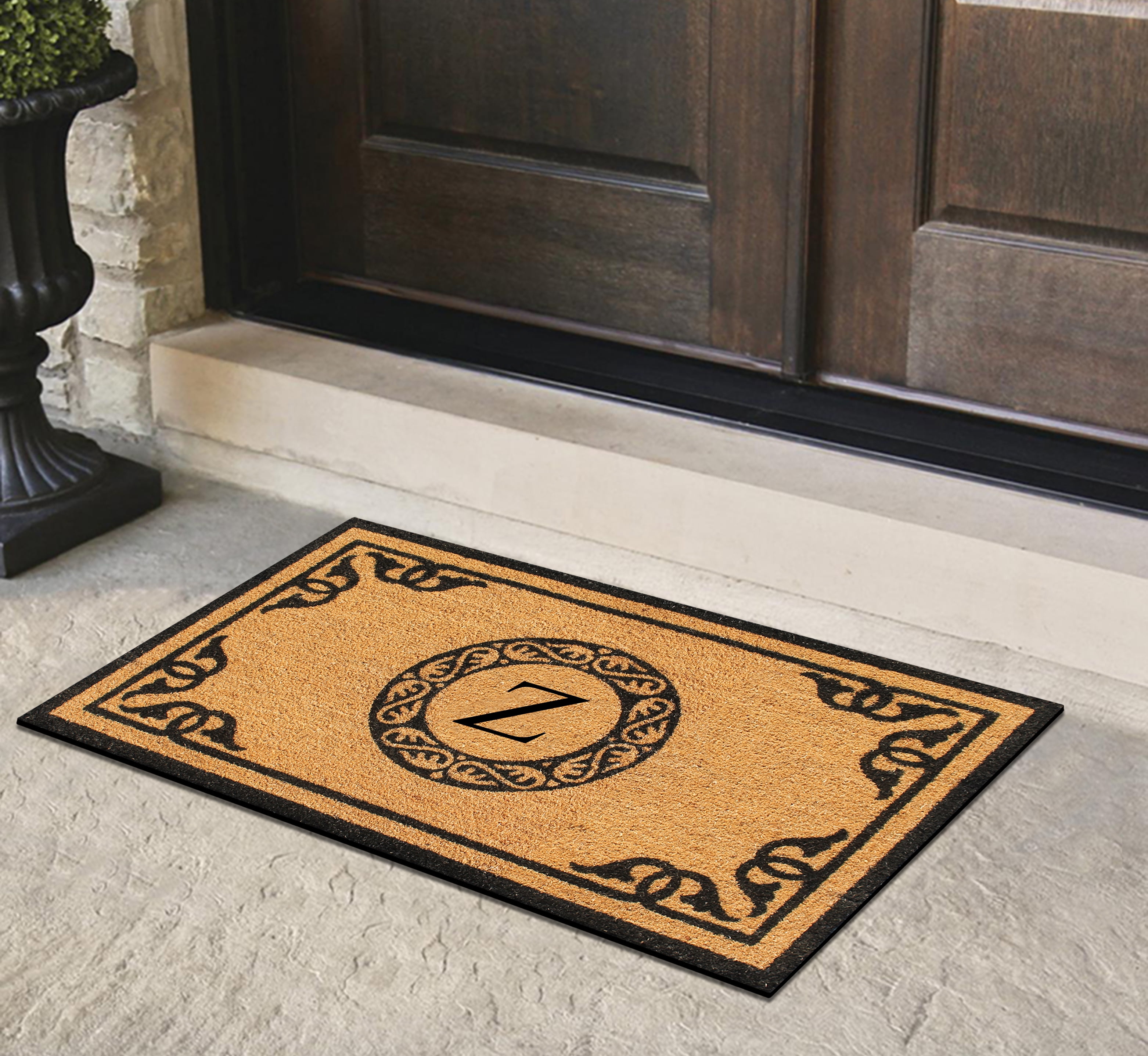 A1HC First Impression Hand Crafted by Artisans Geneva Monogrammed Entry Doormat For Outdoor Entrance Front Door Mat, 30"X48"