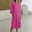 Hot Pink, variant on Womens Dress Solid Color Loose fit Button Down 3/4 Sleeve Long Maxi Dress Cotton Linen Caftan with Pockets Black
