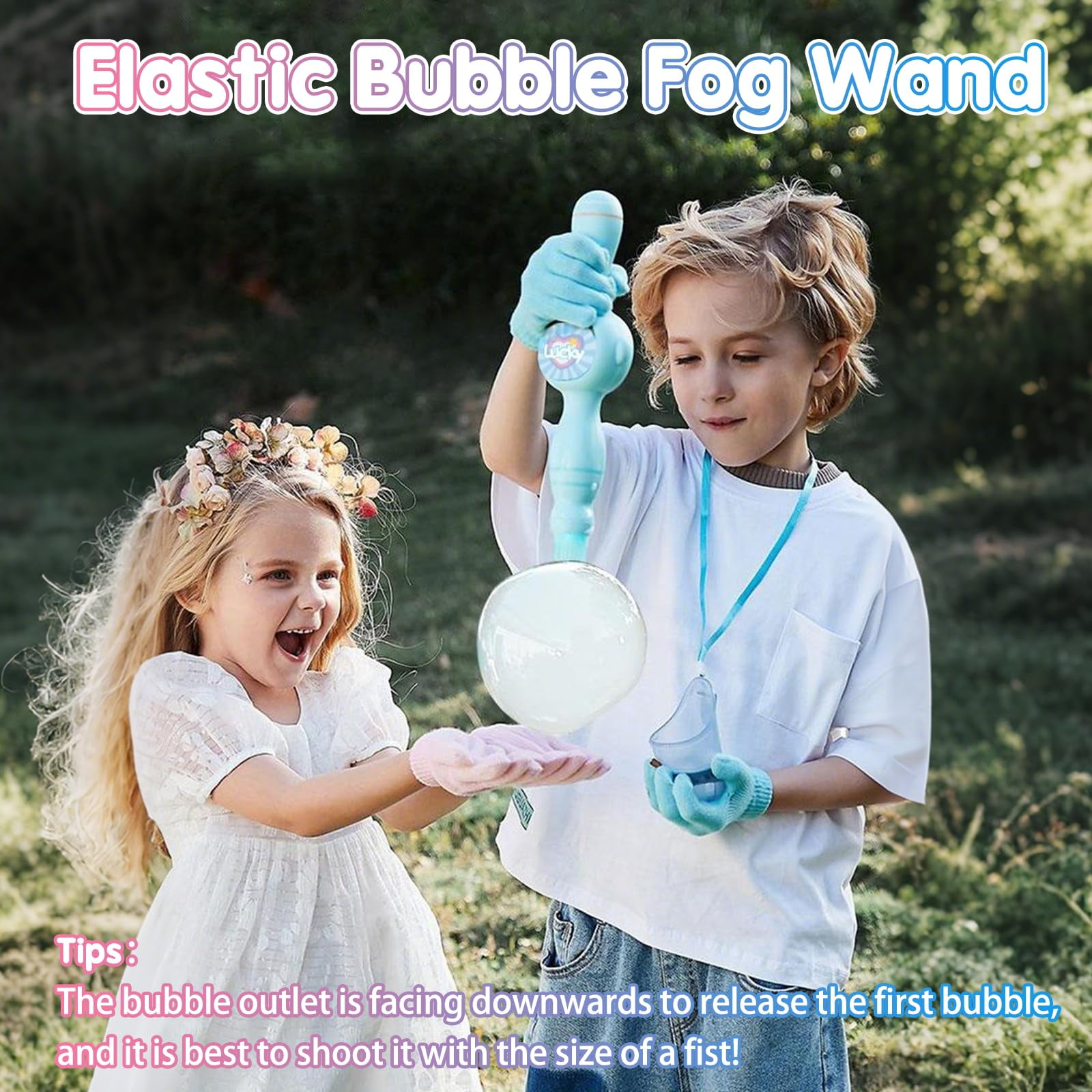 Fog Bubble Machine for Kids, Colorful Smoke Bubble Fog Machine, Elastic Bubble Fog Wand, Magic Interactive Fog Bubble Maker with Smoke, Birthday Boy Girl Gifts
