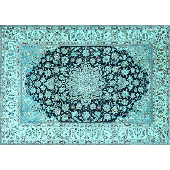 Ahgly Company Indoor Rectangle Persian Light Blue Traditional Area Rugs, 5' x 7'