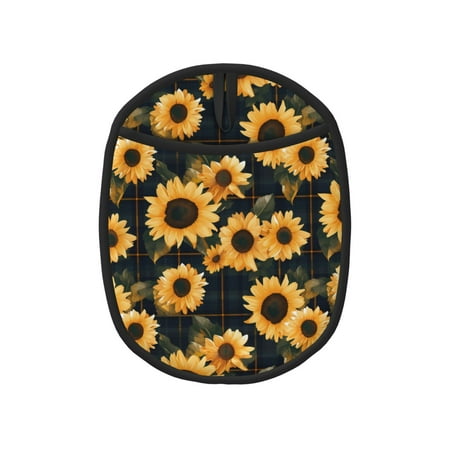 

Tebeau Scottish Blue Plaid Sunflower Print Silicone Pot Holders Multi-Purpose Hot Pads for Kitchen Trivets Potholders Oven Mitts for Baking Cooking Hot Dishes Pans Heat Resistant