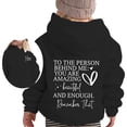 thumbnail image 2 of Coerni 2-14 Years Teen Girls Heart and Letter Graphic Hoodie Cozy Fashionable Long Sleeve Pom Puff Pullover Sweatshirt, 2 of 4