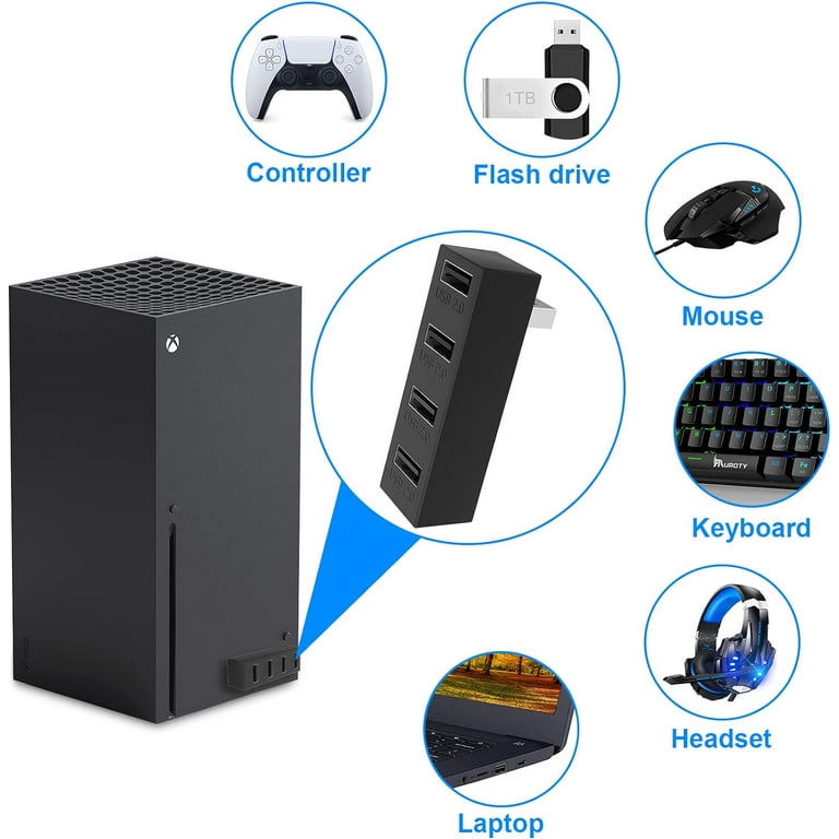 4 Ports USB Hub for Xbox Series x Console USB 2.0 High Speed Expansion Hub Adapter for Xbox Series x Accessories Size Mini Size