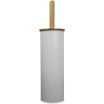Blue Donuts Toilet Brush Holder With Bamboo Top - White