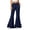 Navy pants for women, variant on Cevemin Women Elastic Waist Ruffle Hem Flare Pants with Pockets Wide Leg Bell Bottom Trousers for Casual Daily Going Out Y2K Vintage Streetwear White,S