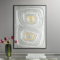 Dahlia Studios Shiny Silver Gold Dot 31 1/2" High Framed Wall Art