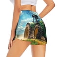 thumbnail image 2 of Uemuo Green Tractor Field Pattern Women's Athletic Shorts High Waisted Running Shorts with Liner Pockets Gym Elastic Workout Shorts-Large, 2 of 9