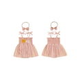 thumbnail image 2 of BemeyourBBs Newborn Baby Girl First Birthday Outfit 1st Birthday Summer Clothes Smocked Romper Dress Strap Tie-Up Sleeveless Embroidery Sun Letters Tulle Tutu Dress with Headband, 2 of 9
