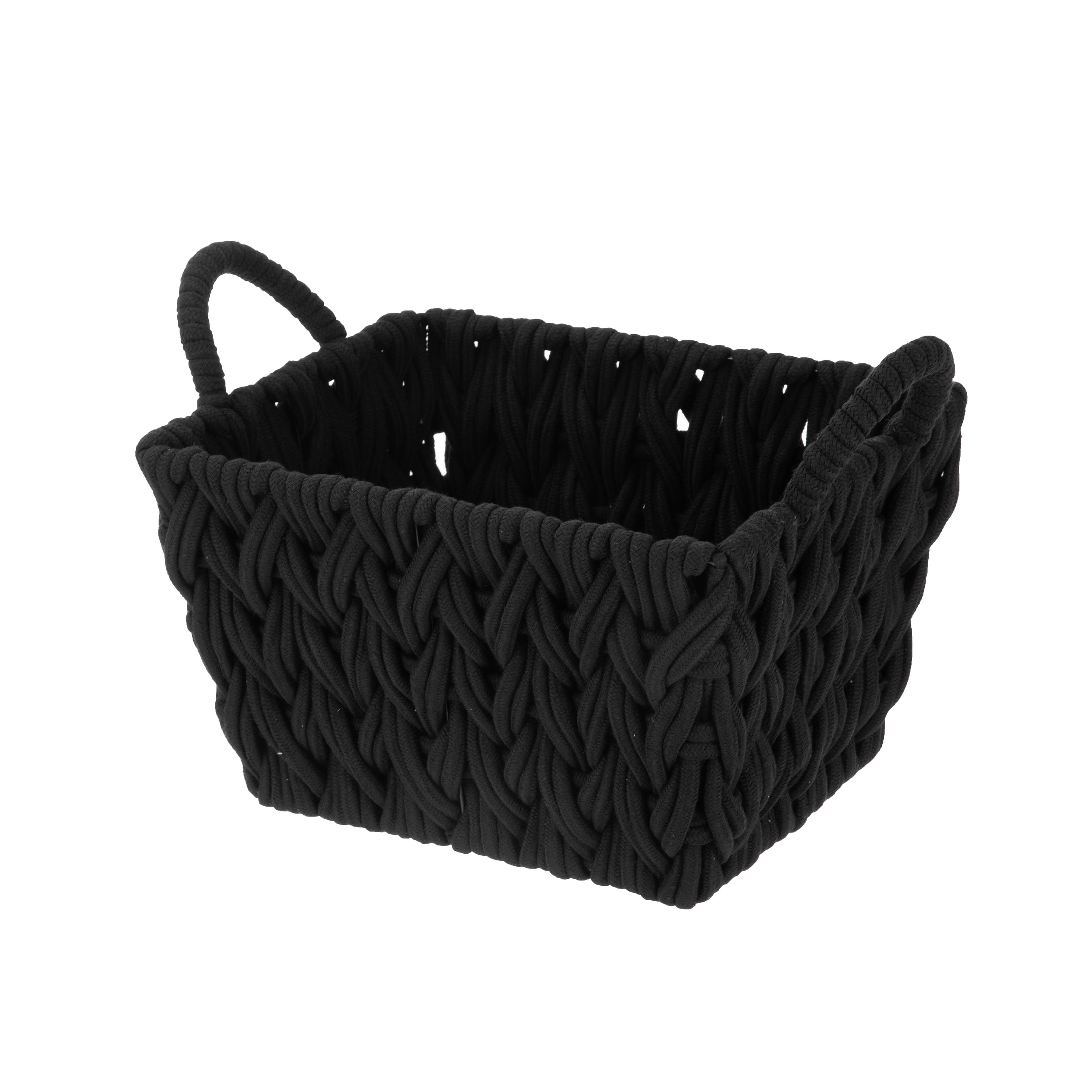 Better Homes & Gardens Medium Black Woven Rope Decorative Storage Basket, 2 Pack