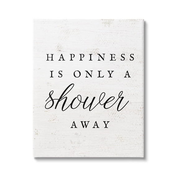 Stupell Industries Happiness Only A Shower Away Typography Painting Gallery Wrapped Canvas Print Wall Art