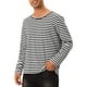 thumbnail image 4 of Camiseta de rayas INSPIRE CHIC para hombre, cuello redondo, de manga larga, básica, color negro y blanco, 4 of 6