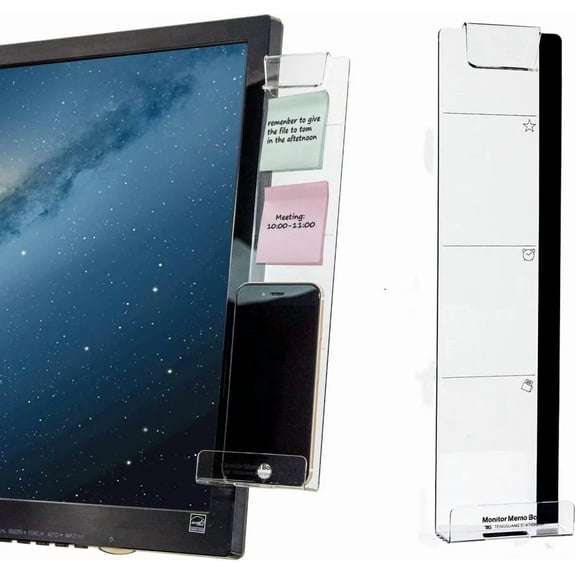 FYNA- Multifunctional Computer Monitor Memo Message Board - Transparent Computer Side