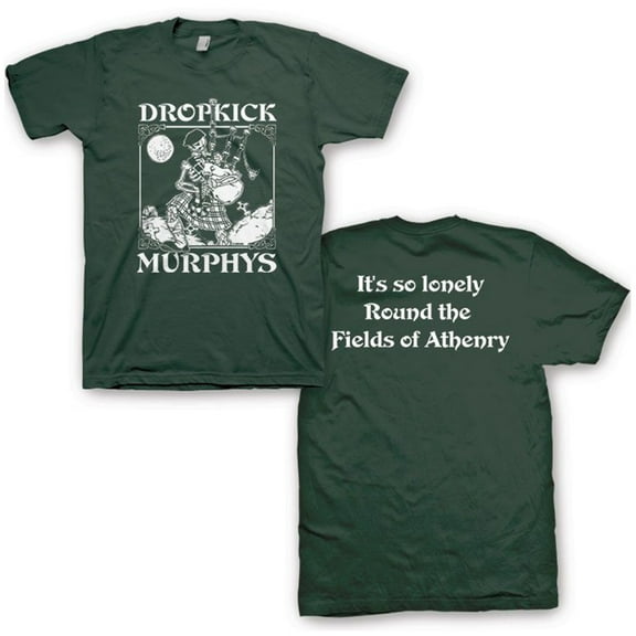 Dropkick Murphys Men's Skelly Piper T-Shirt Hunter Green Medium | Officially Licensed Merchandise