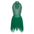 thumbnail image 4 of Xnihocha Women Contemporary Lyrical Dance Dress Halter Neck Sequins Leotard Mesh Tulle Dress Dancewear Green L, 4 of 5