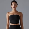 thumbnail image 3 of SWSMCLT Women's Crop Tube Top Tube Top Ruched Summer Casual Light Soft Tight Yoga Fitted Sexy Strapless Top Black Large, 3 of 5