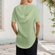 thumbnail image 3 of Sudadera con capucha de manga corta de punto de verano de color liso para mujer: cuello en V, capucha con cordón y tejido ligero para uso informal., 3 of 6
