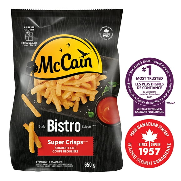 McCain® Bistro Selects™ Super Crisps® Straight Cut French Fries, Made in Canada from domestic and imported ingredients, 650g