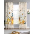 thumbnail image 2 of White Daisy Sheer Curtains 84 Inch Length 2 Panels Set for Living Room/Bedroom, Spring Floral Elegant Pastoral Botanical Bees Kitchen Curtains Grommet Semi-Sheer Curtains Window Treatments 52"x84"x2, 2 of 7