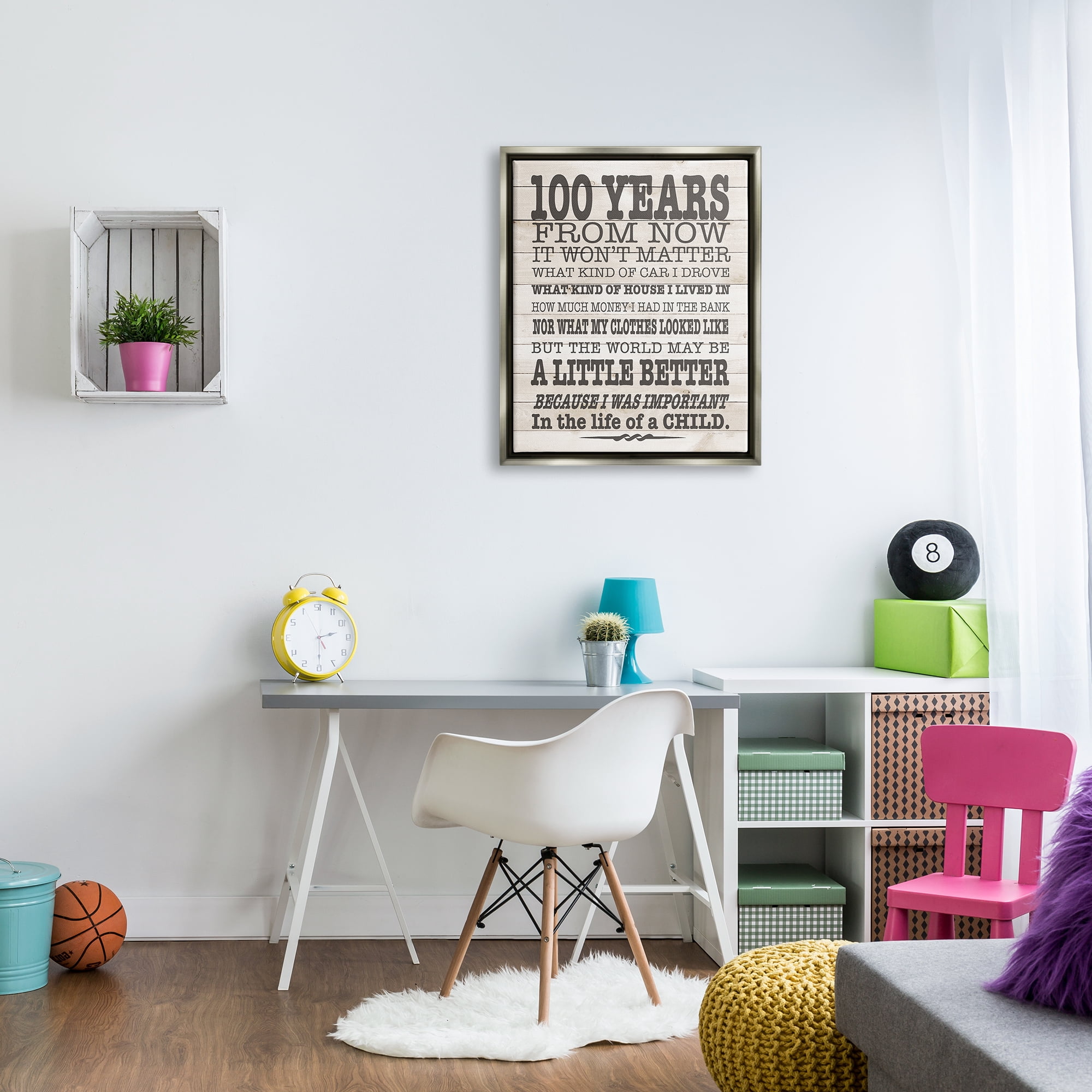 Stupell 100 Years From Now Inspiring Teacher Inspirational Painting Gray Floater Framed Art Print Wall Art