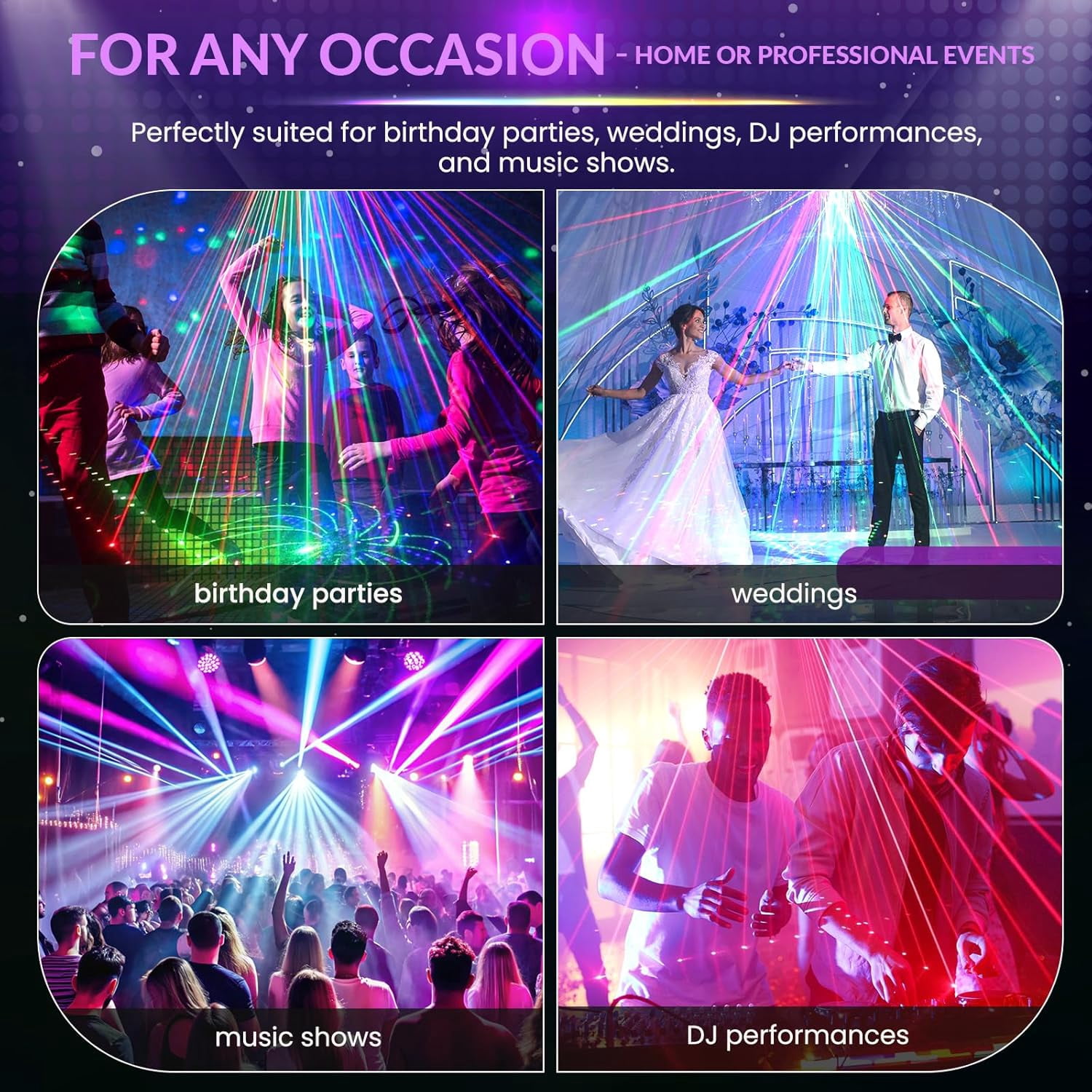 BAKOD 27-Eyes Laser Stage Light – RGB Rave Beam Show Projector for DJ, Disco, Party, Club, Bar, Parties, Rave