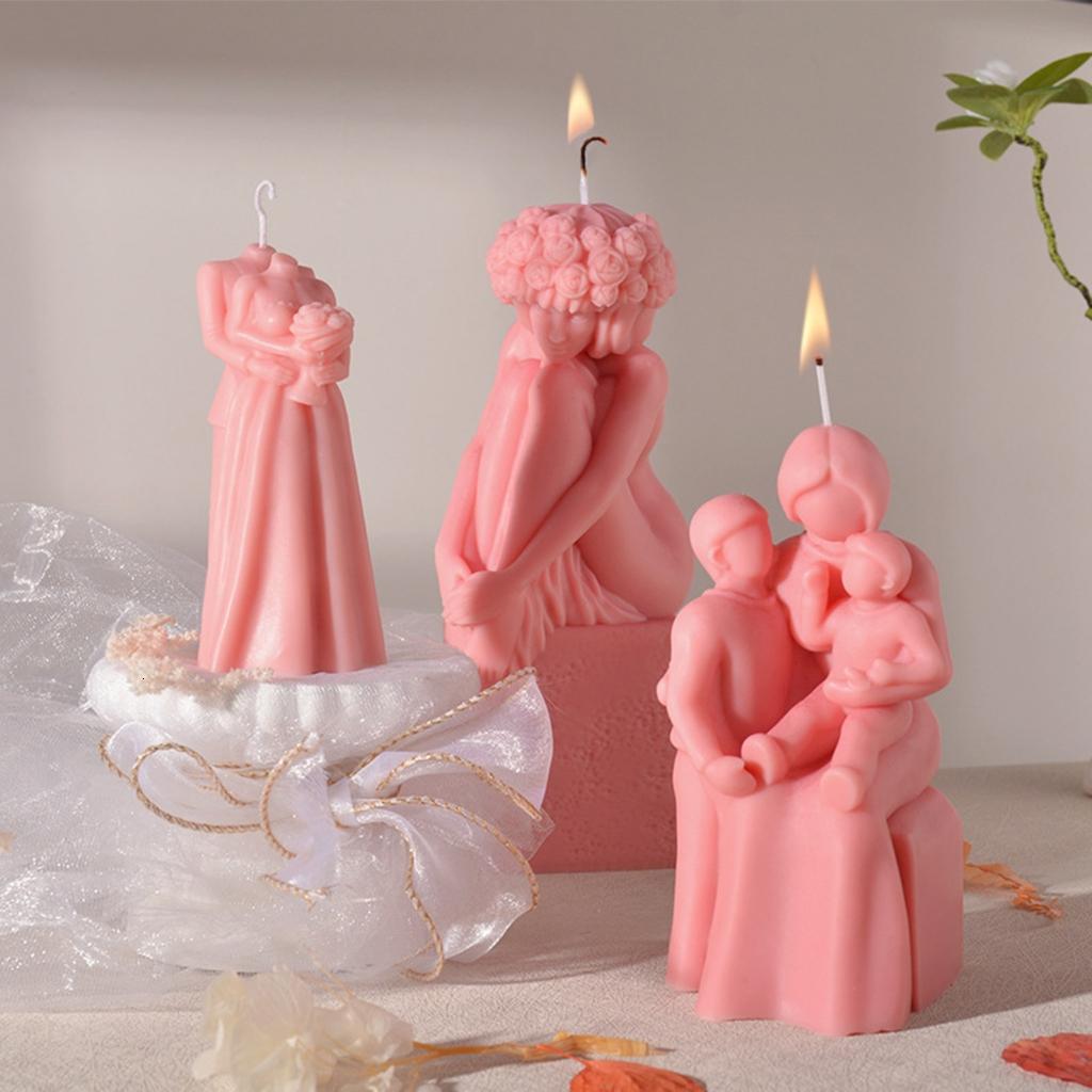 Mother and Kids Silicone Candle Mold Couples Aromatherapy Candle Mould for DIY Craft Soap Cookie Fondant Soap Decor