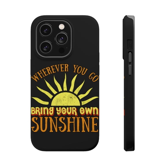 DistinctInk Tough Case for Apple iPhone 15 PRO (6.1" Screen), Compatible with MagSafe Charging - Bring Your Own Sunshine