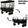 thumbnail image 6 of Tcbosik Collapsible Wagon with Canopy and 7" All-Terrain Wheels, Portable & Foldable Utility Cart with Mosquito Net, Wagon Cart with Rear Bag and Cup Holders for Camping, Shopping, Black, 6 of 10