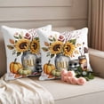 thumbnail image 2 of Fall Sunflower Outdoor Waterproof Pillow Covers, Thanksgiving Pumpkin Botanical Leaf Farmhouse Decorative Square Throw Pillowcase Sofa Cushion Sham for Patio/Couch/Chair, 16"x16" 2 Pack, 2 of 8