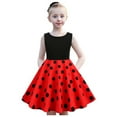 thumbnail image 1 of LUOGENLI Robe Enfants Filles Col Rond Sans Manches à Pois Vintage Robe Princesse Bohème Jupe Maxi avec Poches Rouge 9-10 Ans, 1 of 6