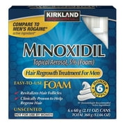 Kirkland Signature - 5% Minoxidil for Men Hair Growth Treatment Unscented Topical Foam Aerosol - 6 Month Supply