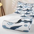 thumbnail image 4 of Manfei Ocean Shark Twin Quilt Set, Kawaii Sealife Lover Twin Coverlet Set, Navy Blue, 2-Piece, 1 Bedspread and 1 Pillowcase, 4 of 7