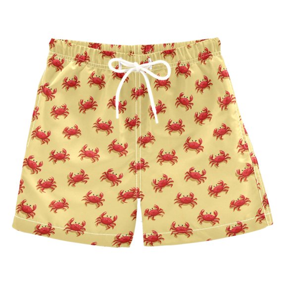 Kids' Beach Pants Comfortable Swim Trunks Cute Red Crabs Pattern Shorts for Pool Vacation and Lounge Wear 2T