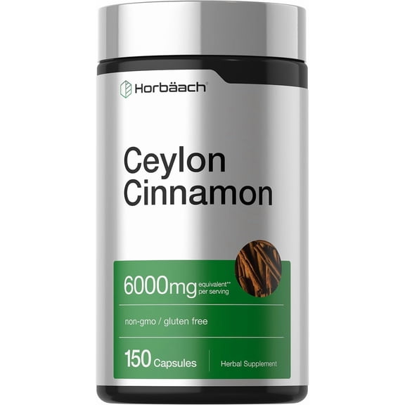 Ceylon Cinnamon Capsules | 6000 mg Supplement for Men and Women | 150 Count | by Horbaach