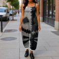 thumbnail image 4 of Womens Halloween Linen Jumpsuits Plus Size Sleeveless Floral Print Loose Wide leg Rompers, 4 of 5