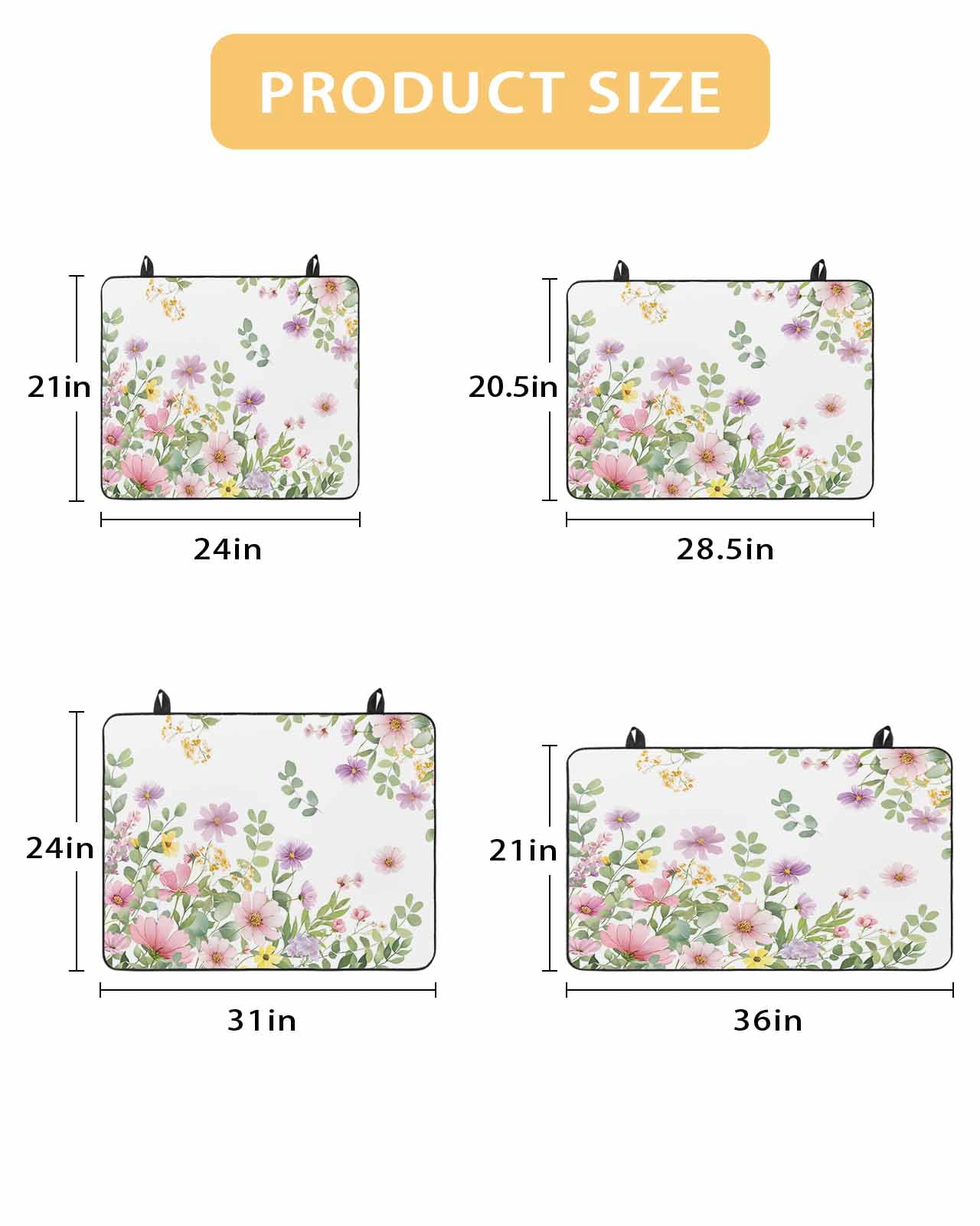 Large Induction Cooktop Protector Mat Pink Spring Floral Stove Top Covers for Electric Stove, Watercolor Botanical Wildflowers Decorative Stove Burner Cover Mats, Glass Top Stove Cover