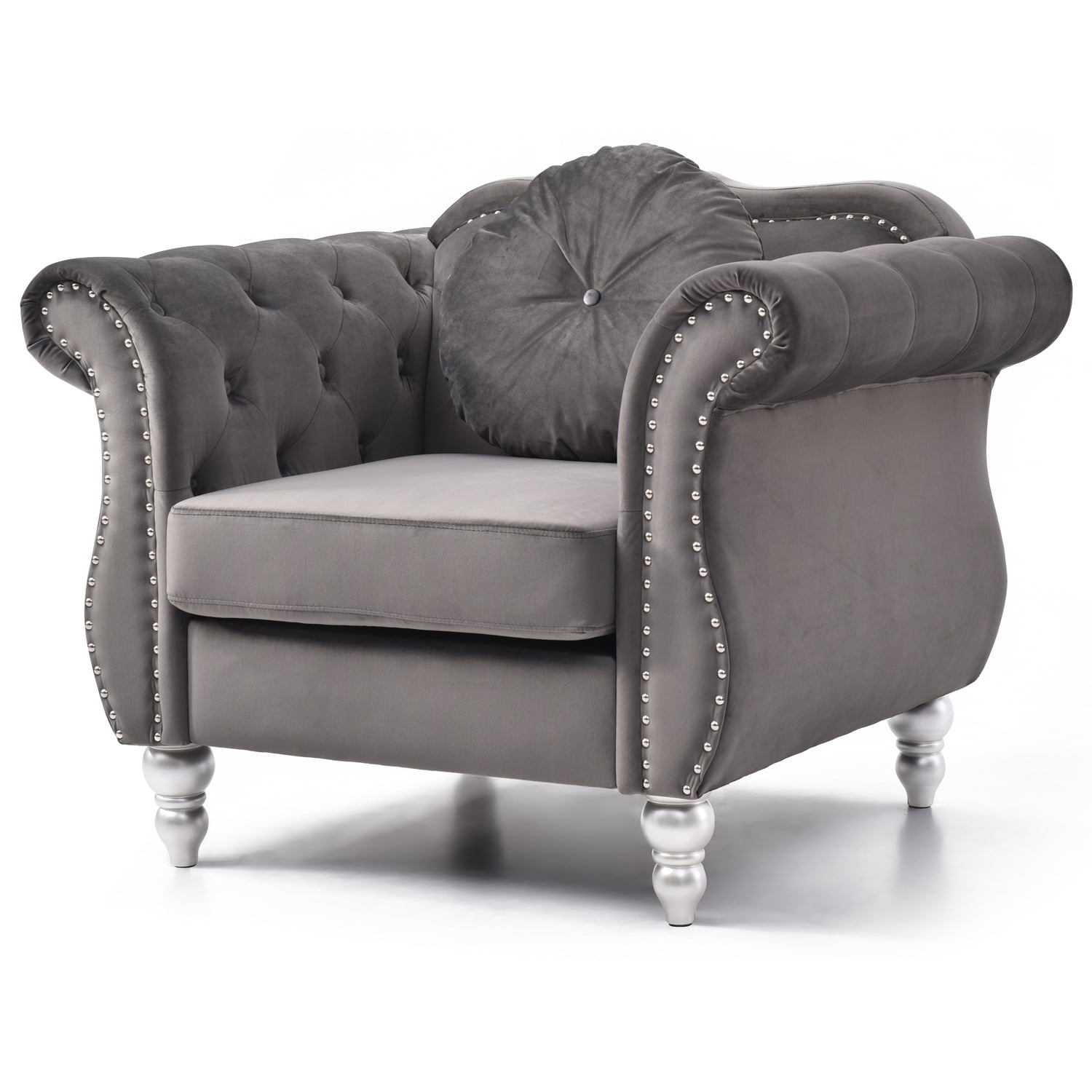 Glory Furniture Hollywood Velvet Chair in Dark Gray